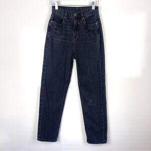 American Eagle Highest Rise 90s Boyfriend Jeans Distressed Faded Black Size 0